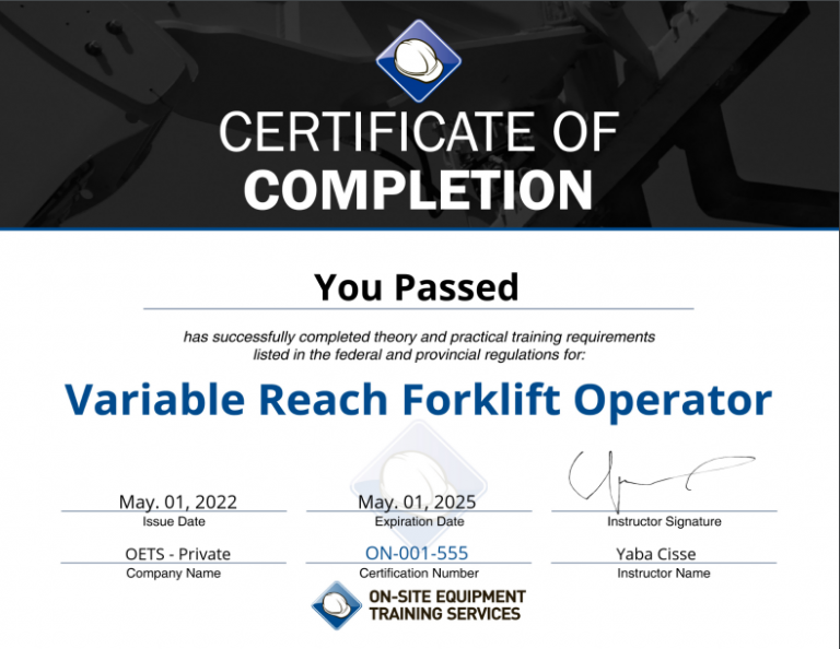 telehander cert display